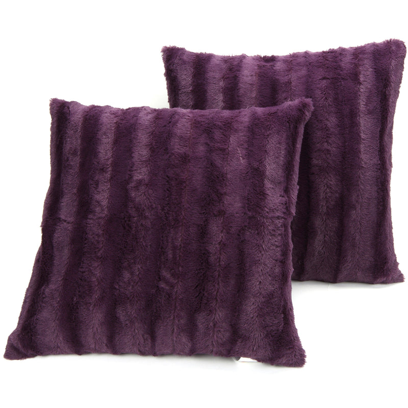 Cheer Collection Set of 2 Decorative Throw Pillows - Reversible Faux Fur to Microplush 20x20 - Variety of Colors