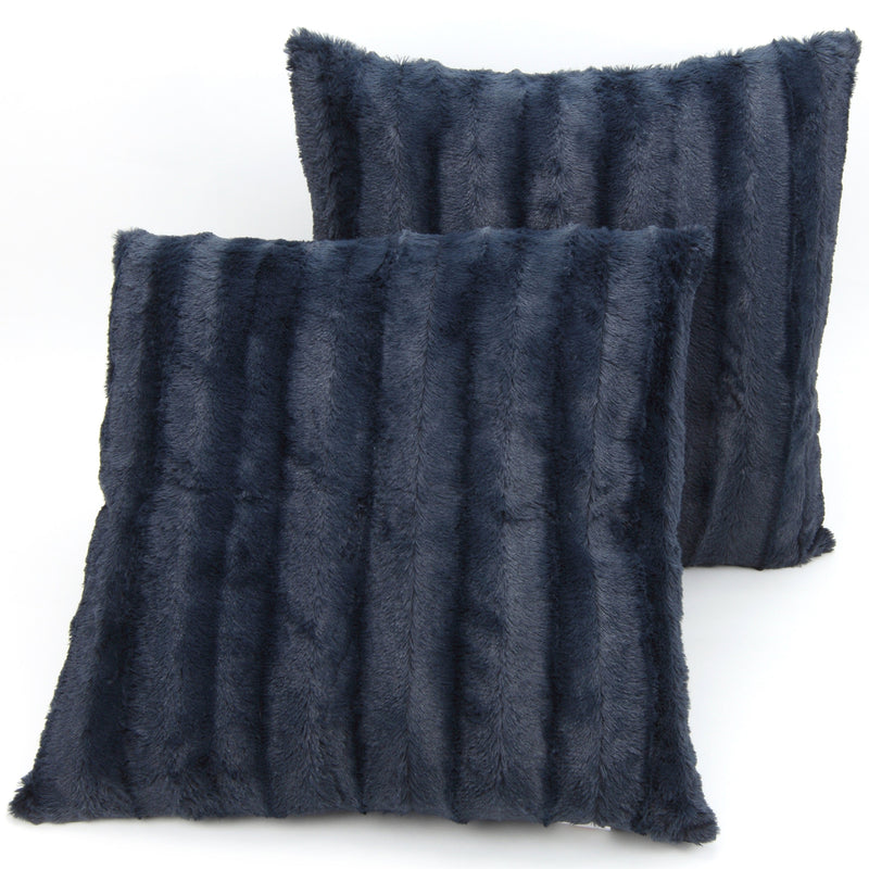 Cheer Collection Set of 2 Decorative Throw Pillows - Reversible Faux Fur to Microplush 20x20 - Variety of Colors