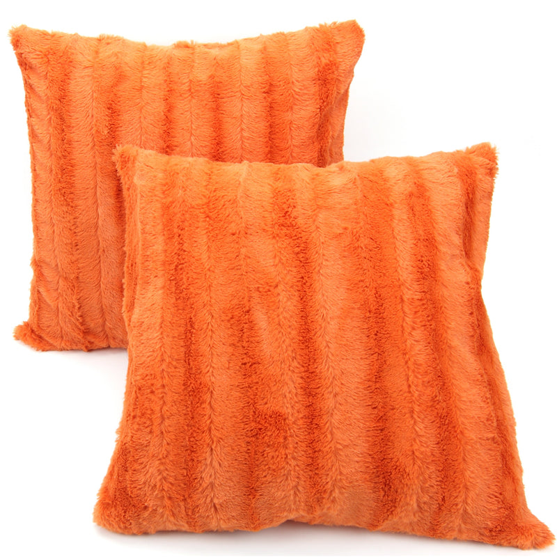 Cheer Collection Set of 2 Decorative Throw Pillows - Reversible Faux Fur to Microplush 20x20 - Variety of Colors