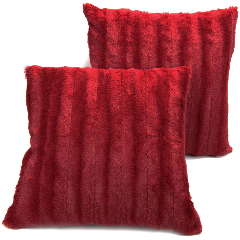 Cheer Collection Set of 2 Decorative Throw Pillows - Reversible Faux Fur to Microplush 20x20 - Variety of Colors