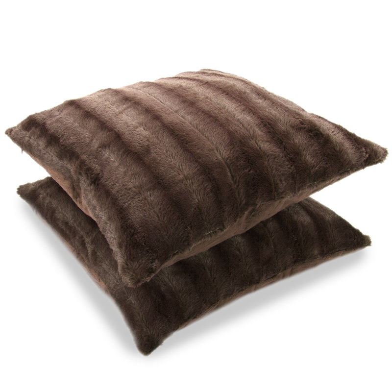 Cheer Collection Set of 2 Decorative Throw Pillows - Reversible Faux Fur to Microplush 20x20 - Variety of Colors