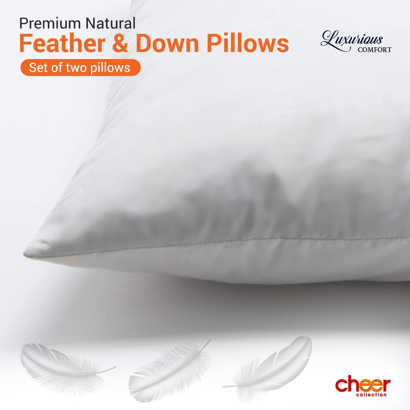 Duck Feather and Down Pillow Inserts 18x18 inch Set of 2