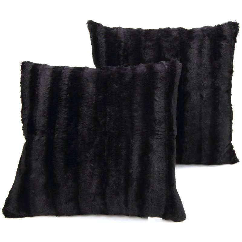 Cheer Collection Set of 2 Faux Fur Throw Pillows 16" x 16"