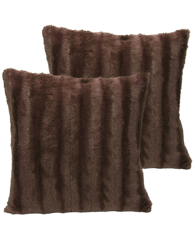 Cheer Collection Set of 2 Faux Fur Throw Pillows 16" x 16"