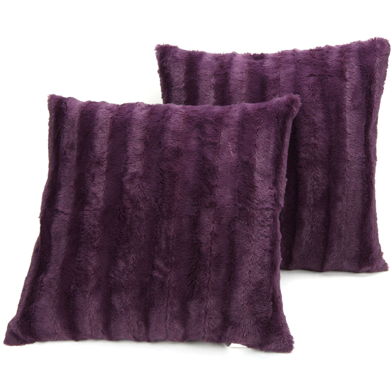 Cheer Collection Set of 2 Faux Fur Throw Pillows 16" x 16"