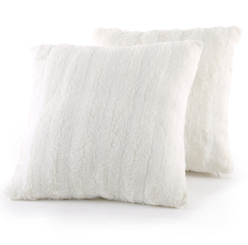 Cheer Collection Set of 2 Faux Fur Throw Pillows 22" x 22"