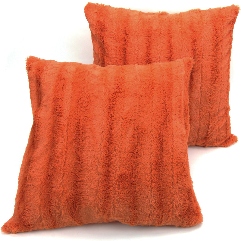 Cheer Collection Set of 2 Faux Fur Throw Pillows 22" x 22"