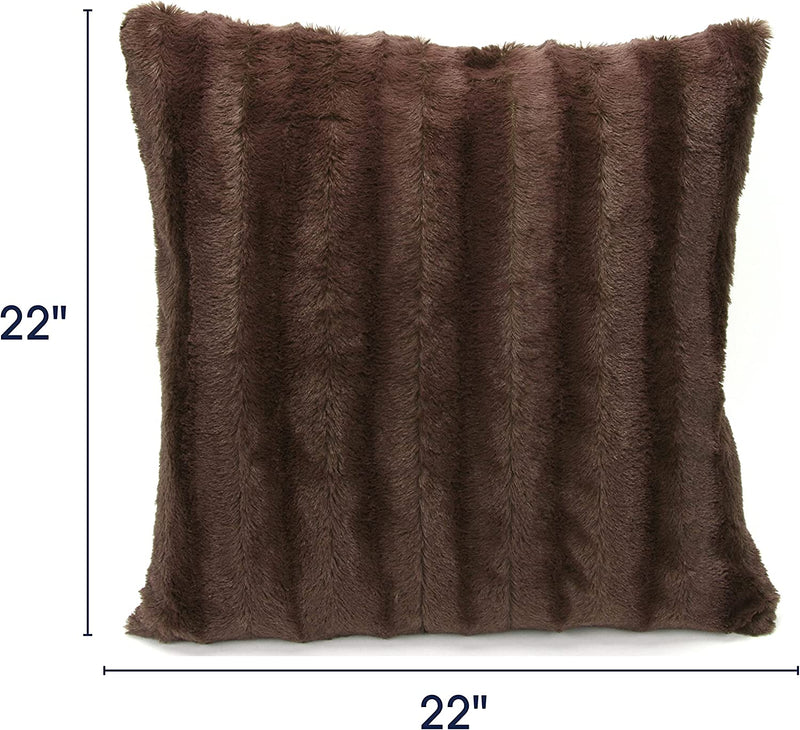 Cheer Collection Set of 2 Faux Fur Throw Pillows 22" x 22"