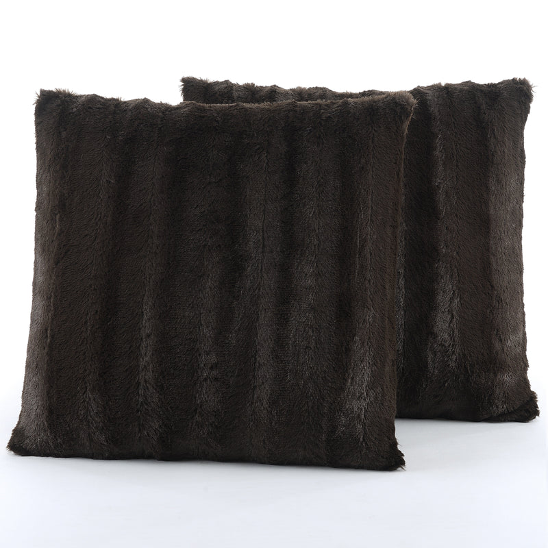 Cheer Collection Set of 2 Faux Fur Throw Pillows 22" x 22"