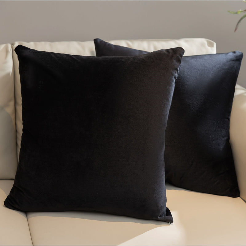 Cheer Collection Set of 2 Hollow Fiber Filled Couch Pillows, 22" x 22" -  Black