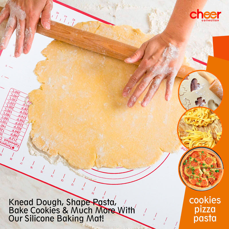 Cheer Collection Silicone Baking Mat for Dough and Baking Cookies Pizza Macarons - Non-Slip, 16" x 20"