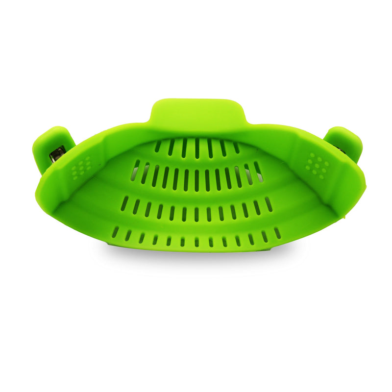 Cheer Collection Silicone Clip on Pot Strainer, Heat-resistant Snap-On Strainer for Pasta, Noodles, Rice, Meats and Vegetables