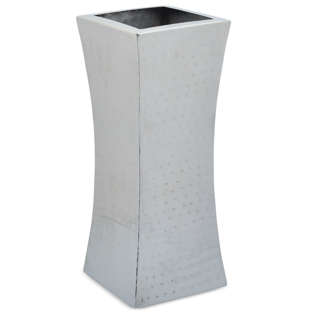 Cheer Collection Small Silver Square Hammered Vase 9403
