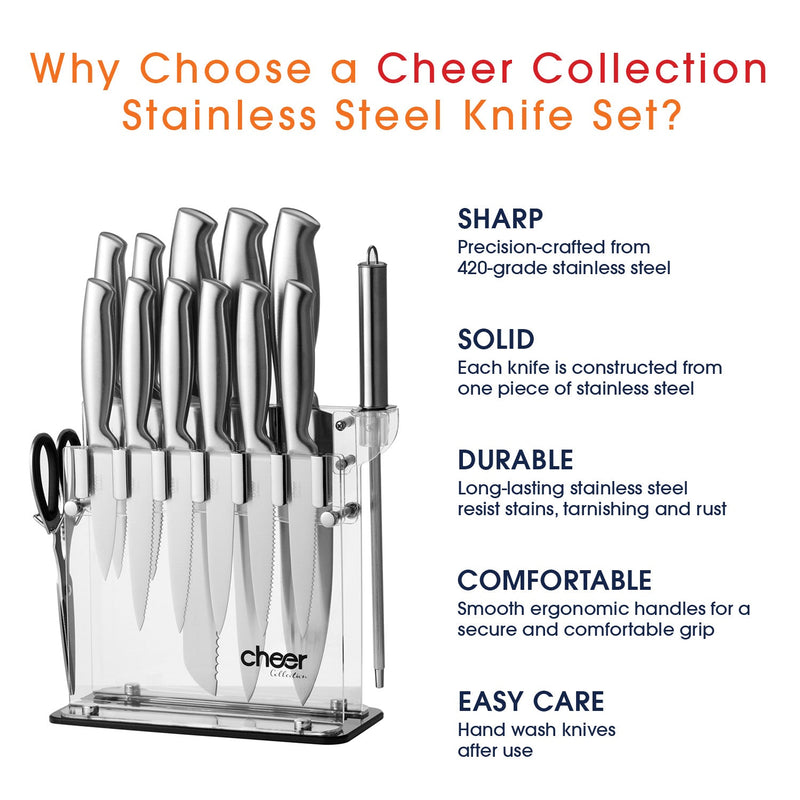 Cheer Collection 14 Piece Stainless Steel (18/0) Assorted Knife Set &  Reviews