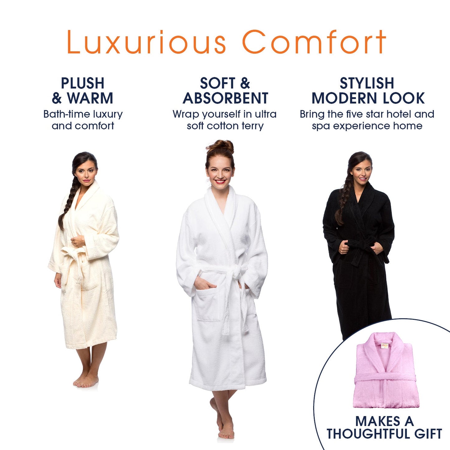 Cheer Collection Terry Robe - Assorted Colors and Sizes