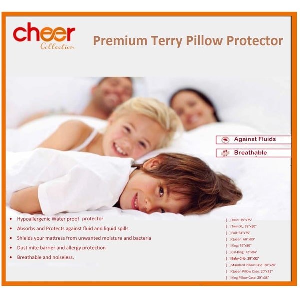 Cheer Collection Terry Water Proof Pillow Protectors (Set of 2) - Assorted Sizes