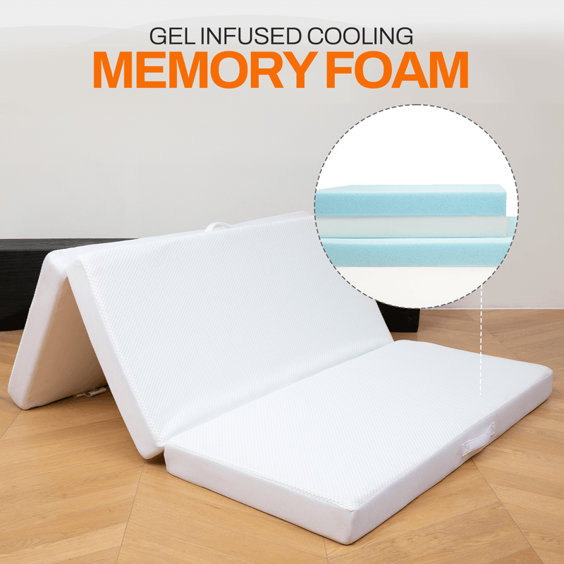 Cheer Collection Tri-Fold Memory Foam Mattress - 6" Thick Gel Infused Foam Folding Bed for Guests - Cheer Collection