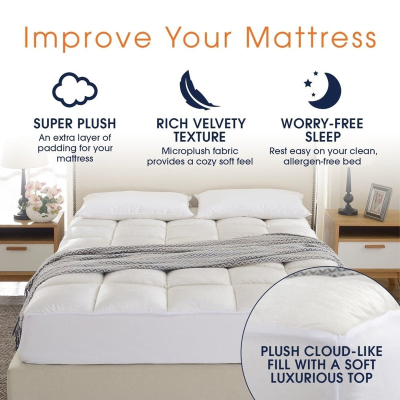 Cheer Collection Ultra Soft Mattress Topper | Silky Smooth and Plush Hypoallergenic Mattress Pad