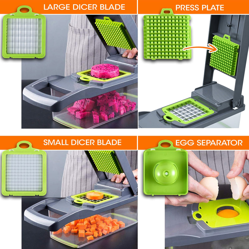 Cheer Collection Vegetable Chopper with Container - 10 in 1 Food Slicer Vegetable Cutter with 8 Blades