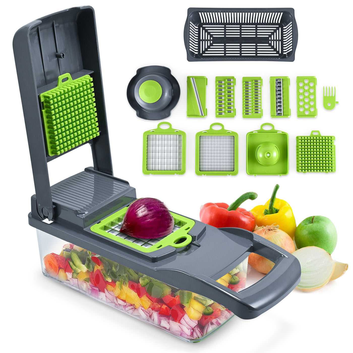 Vegatables Fruits Cutter Chopper Slicer 8 Blades with Container