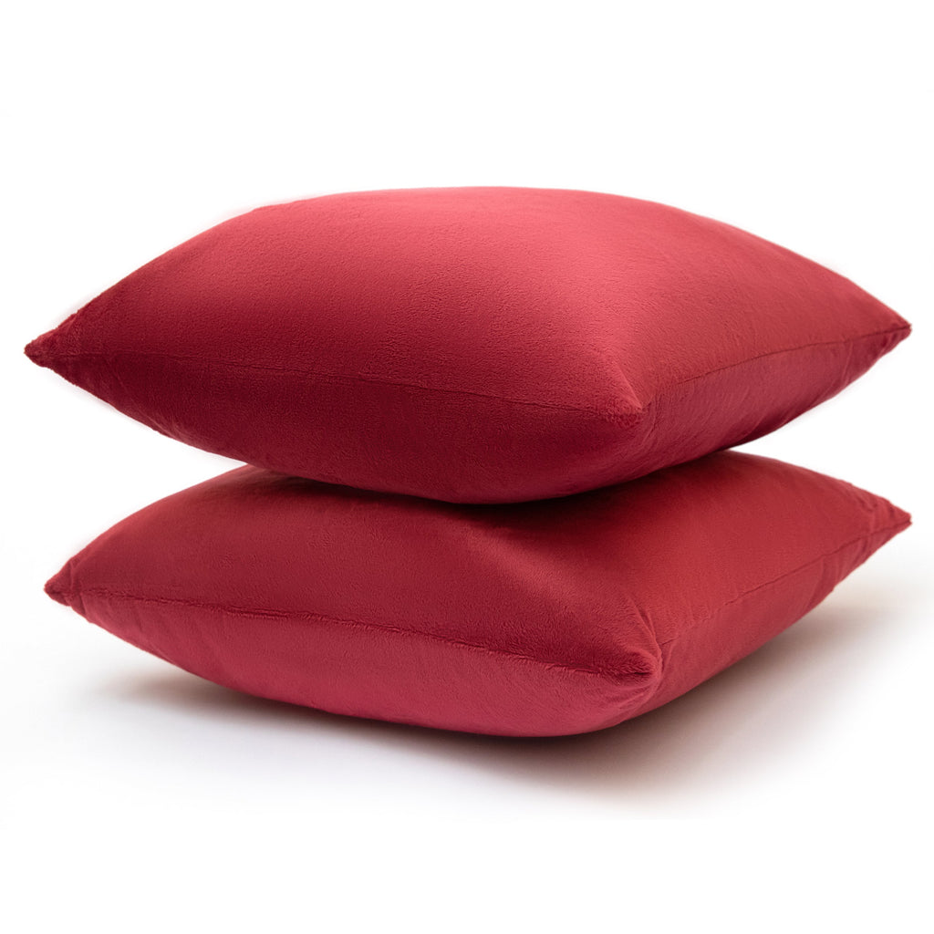 Cheer Collection Velour Throw Pillows - Set of 2 Decorative Couch Pillows - 22" x 22"