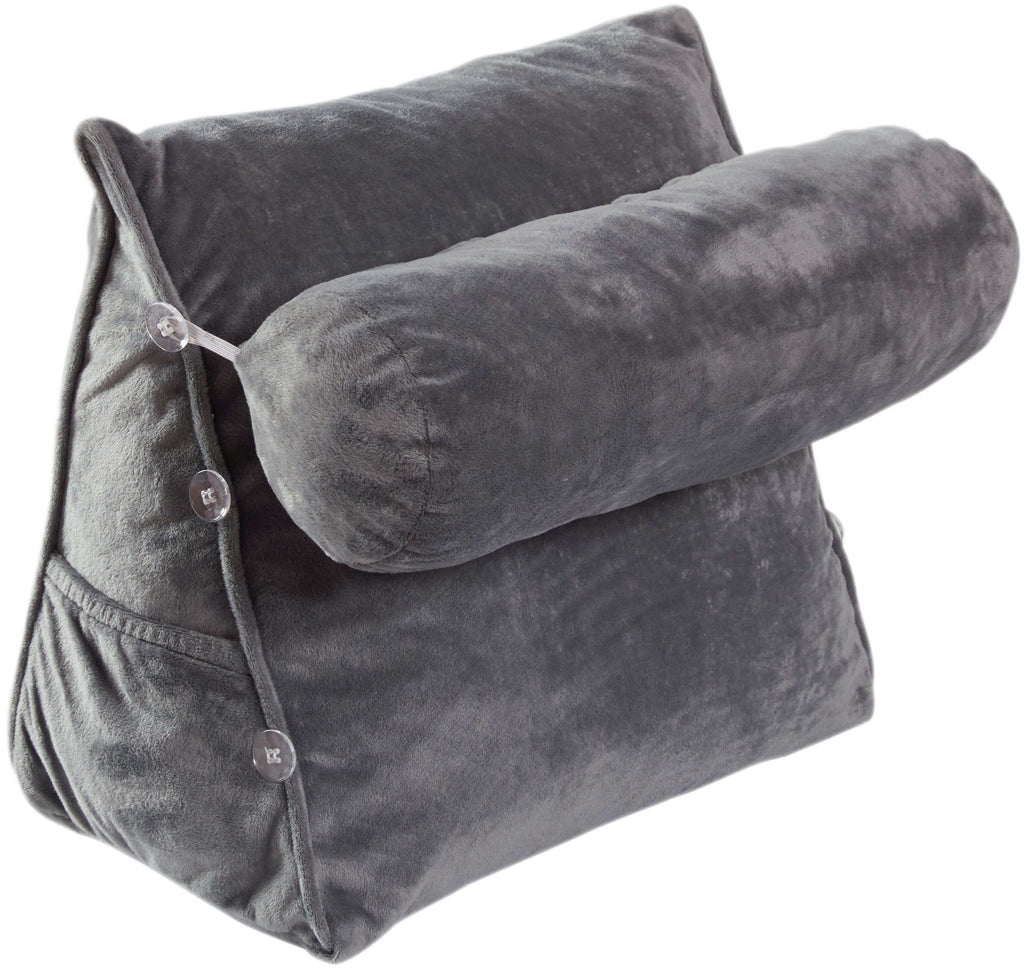 Cheer Collection Wedge Pillow with Detachable Bolster, Gray