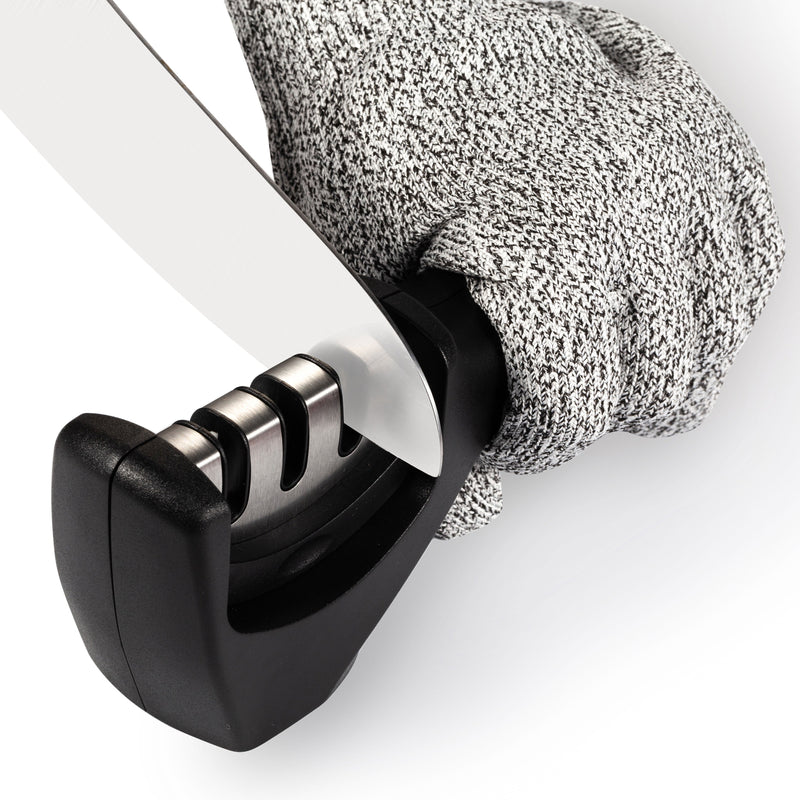 Kitchen Knife Sharpening Tool with Cut-Resistant Glove Included